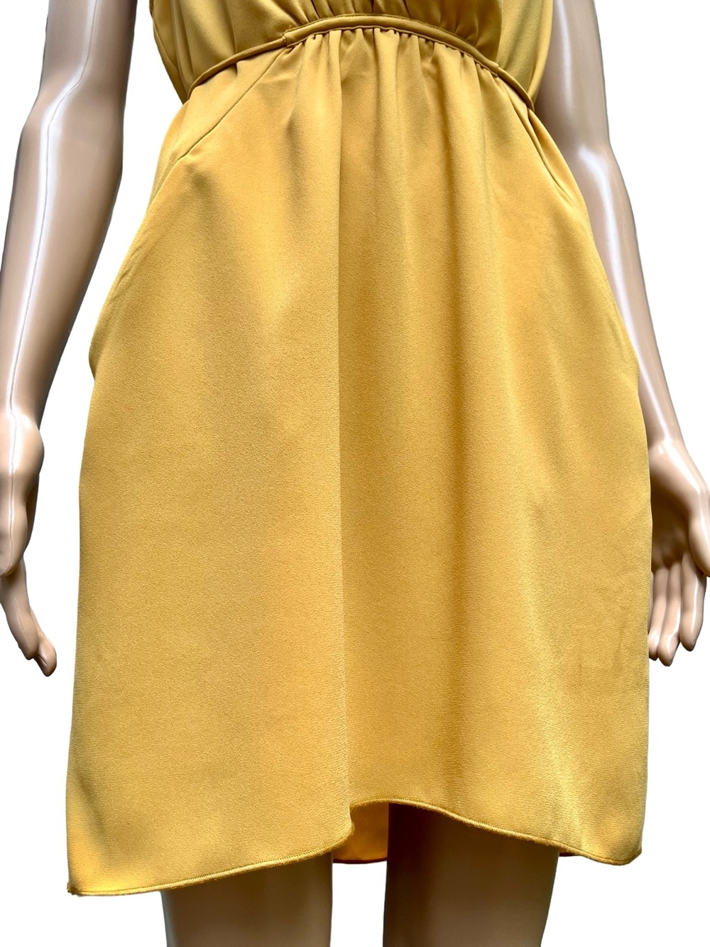 Wilfred Aritzia Draped Pocket Mini Dress Mustard yellow S-L - Picture 5 of 9